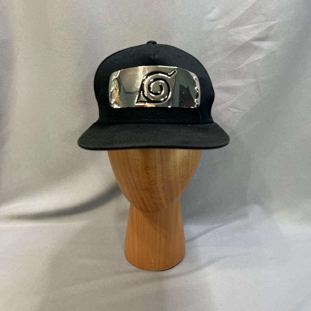 Naruto Shippuden Cap Men One Size Black Hidden Leaf Village Metal Plate Snapback